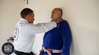 Defence Against a Two Handed Strangle with Back to the Wall